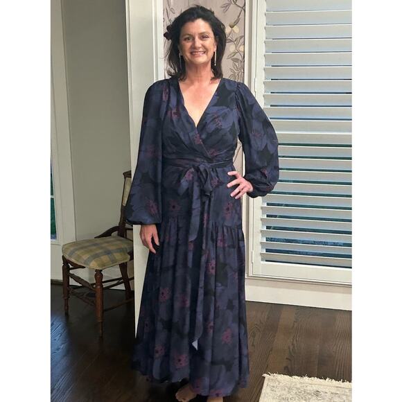 HUTCH Women's Purple Floral Wrap Long Sleeve Lima A-Line Dress Size Extra Large - Picture 15 of 15